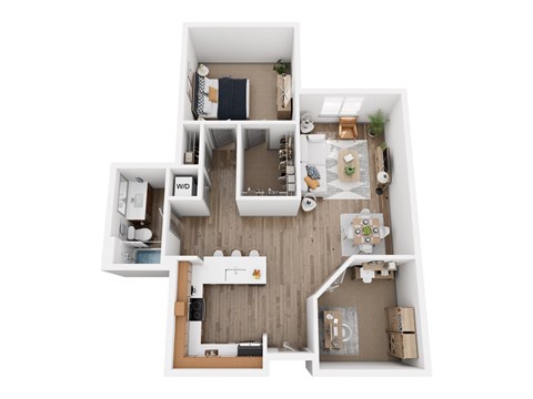 Floor plan for 1 bed, 1 bath, 790 sqft